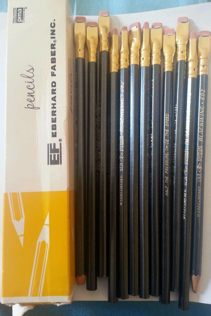 EBERHARD FABER PENCILS BLACKWING 602 2 SLIGHTLY USED AND SHARPENED